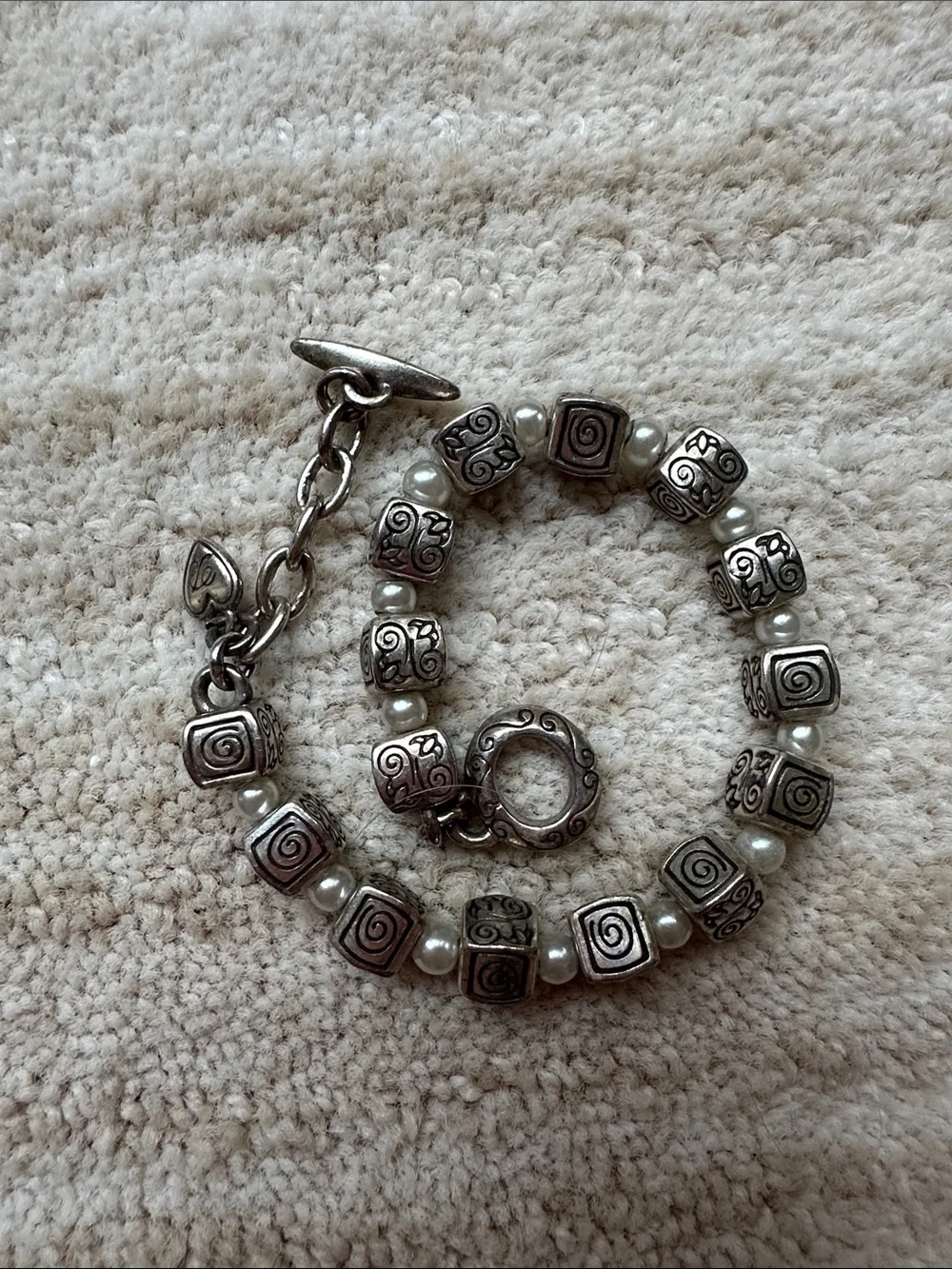 Brighton Essex Bead Bracelet Silver Plated Spiral Cube Bracelet - 2307